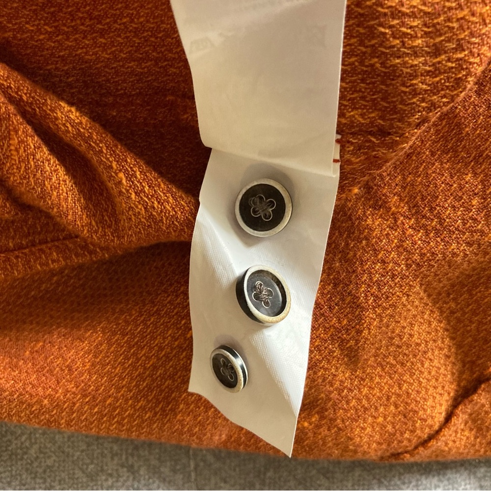32 Bar Blues Long Sleeve Button Up Shirt Mens XL Orange Cotton Linen Blend - Picture 11 of 11